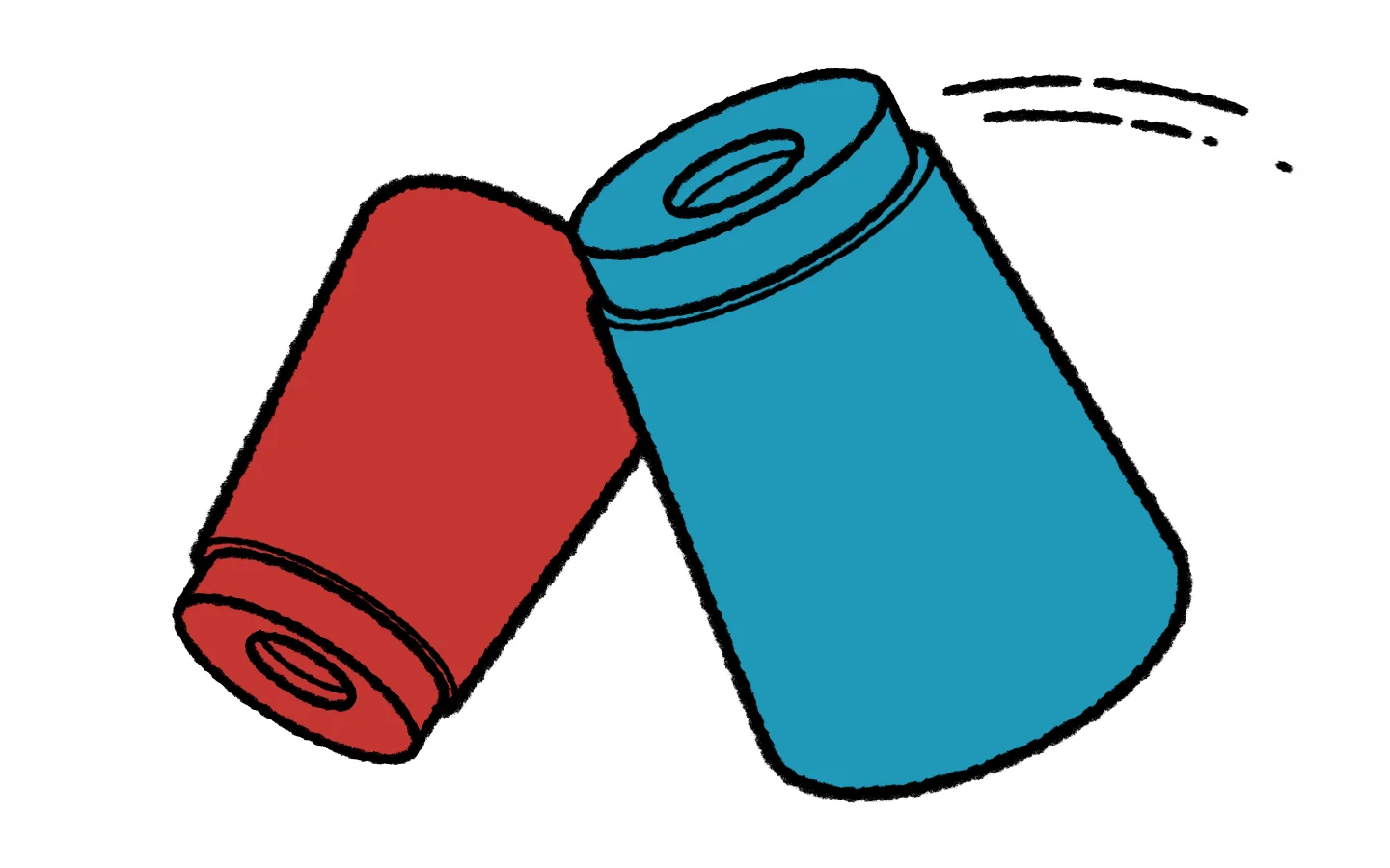 A drawing of cups flipping and flying through the air.