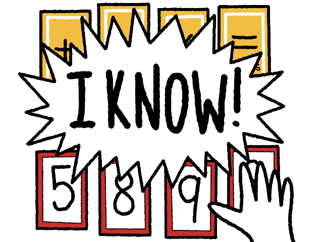 A player raises their hand and shouts, 'I know!'
