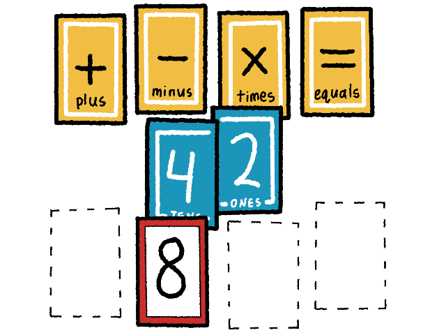 The play cards 5, 9, and 3 have been removed from the table. The play card 8 remains.