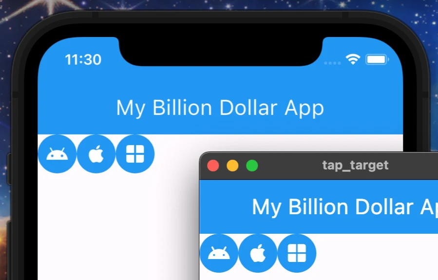 An app on both iOS and macOS with un-padded buttons.