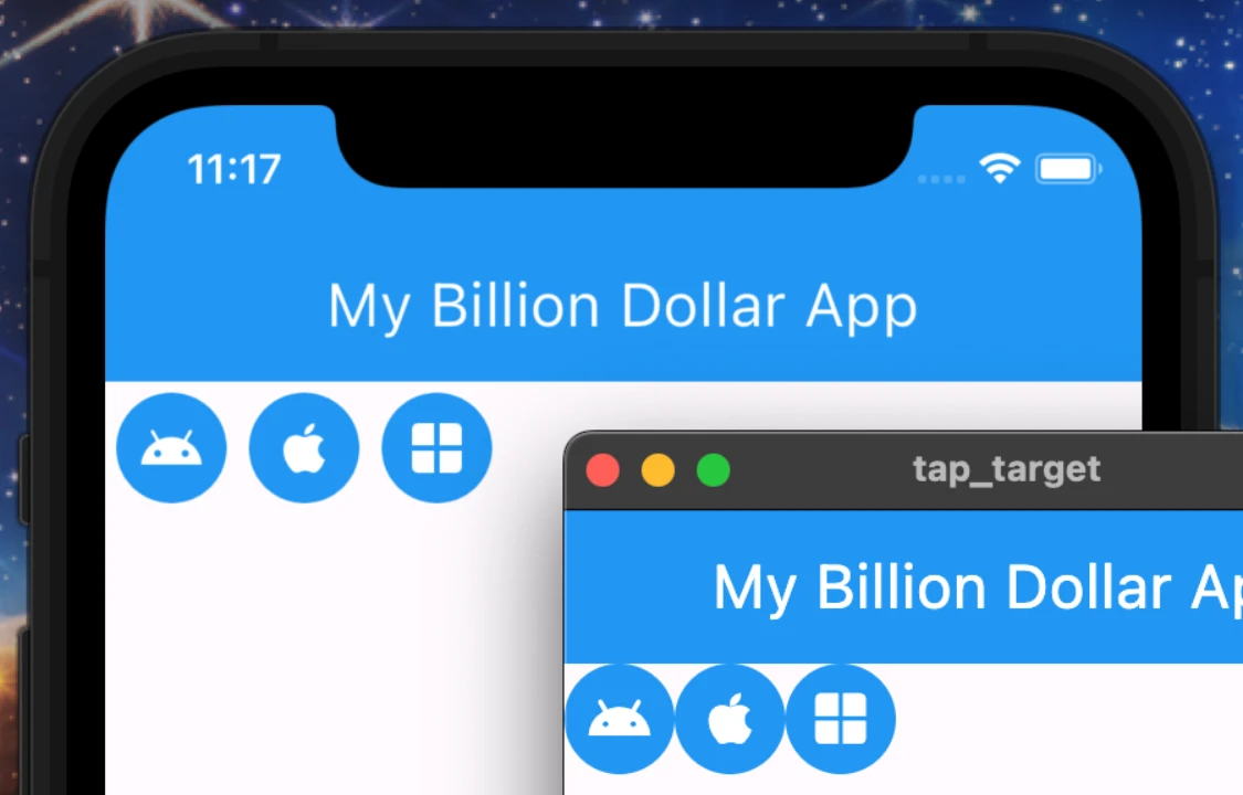 An iOS app with padded buttons and a macOS app with un-padded buttons.